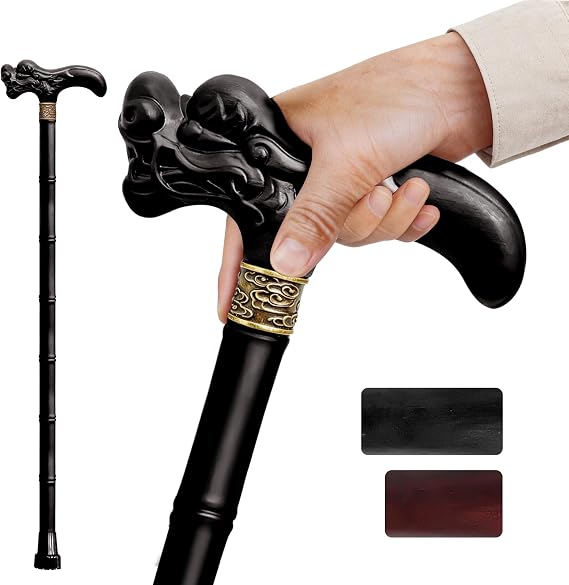 Wooden Walking Cane 3D Carved Dragon Cane 3339 Inches Available