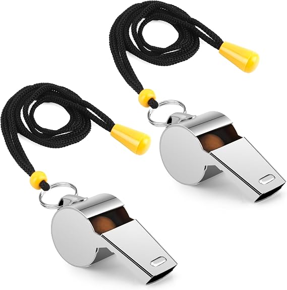 Whistle, Whistle for Coaches, Whistle for Teachers, Stainless Steel Whistles Coach Whistle with Lanyard Referee Whistle Loud Crisp Sound Sports Whistle for Adults Teachers Coaches Referees Officials