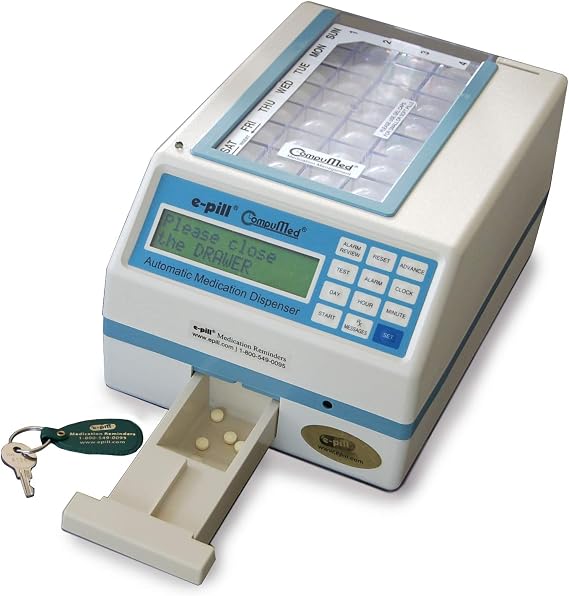 e-Pill CompuMed Automatic Pill Dispenser Tamper Resistant Medication Dispenser, AC Powered for Safe Daily Medication Management at Home or by Caregivers