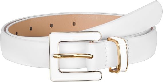 SUOSDEY Women Skinny Leather Belt for Jeans Pants Dresses with Square Buckle, Thin Leather Waist Belt, Width 0.9"