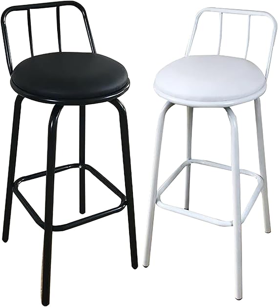 Swivel Bar Stools Set Of 2,Counter Height Barstools With Back & Footrest,Kitchen Dining Island Stool With Leather Padded,Tall Bar Stool Charis For Home Shop Cafe(Seat height 25.5inch, Black white)