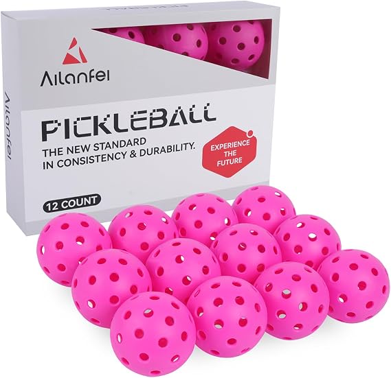 ALANFEI 12-Pack Premium Pickleball Balls -Compliant USAP Approved, 40 Holes Outdoor/Indoor Pickle Balls, Perfectly Balanced, High Bounce True Flight, Pickle Ball for Tournament Play
