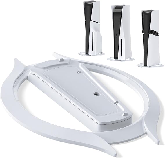 playvital Vertical Stand for ps5/Slim/Pro/Standard Console Disc & Digital, Space-Saving Holder Base Accessories for ps5/Pro/Slim with Anti-Slip Pads, Enhanced Stability - White