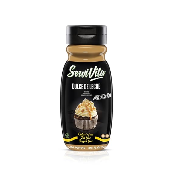 Sugar Free DULCE DE LECHE Topping Zero Calories and Fat Free, 10.6 FL OZ - No Sugar Dulce De Leche Syrup Dessert Topping Gluten-Free, Non-GMO, Vegan and Keto Friendly - ServiVita