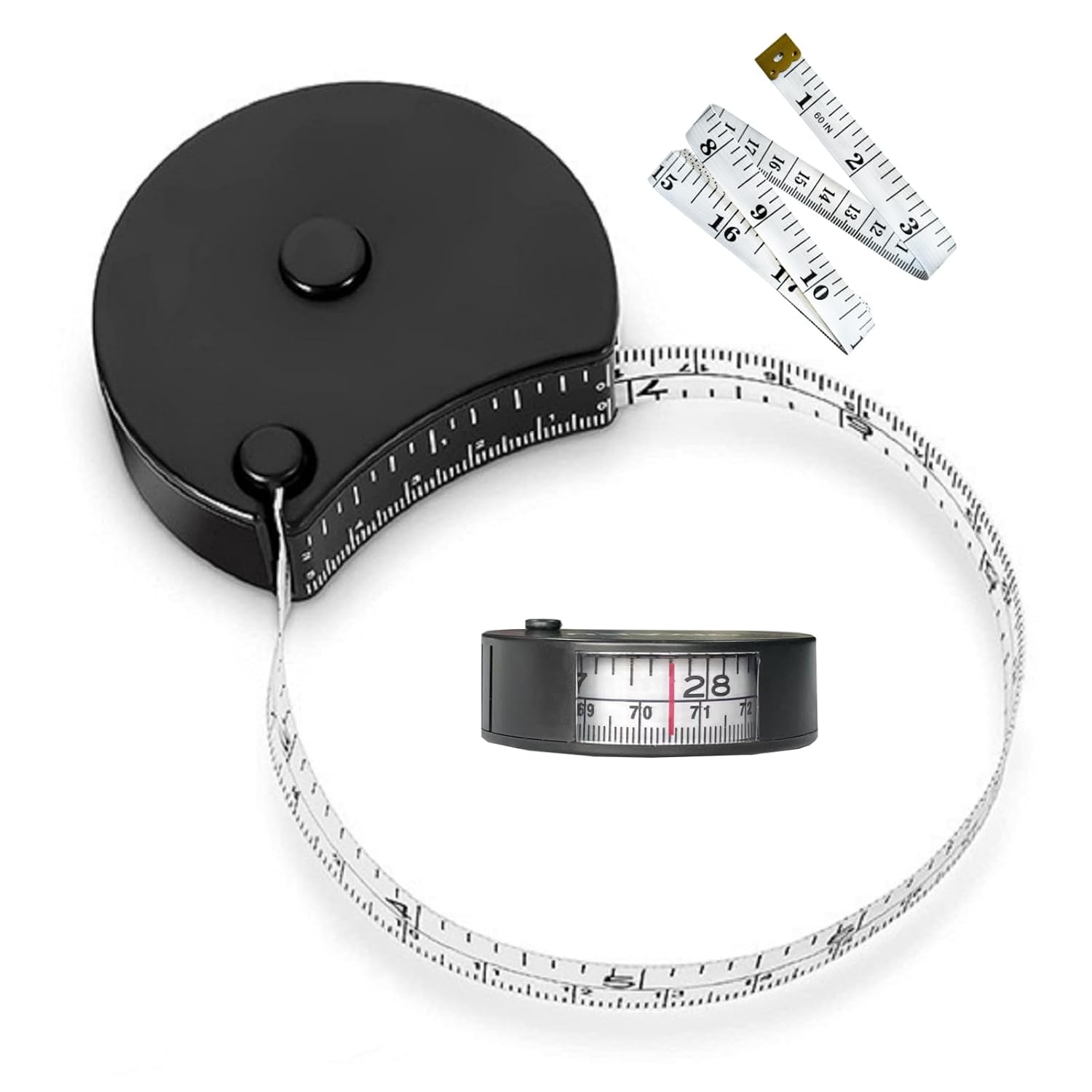 Wokaku Body Measuring Tape 60In150cm Dual-Scale with Locking Pin Retractable Window Reading Soft Tape Measure for Tailoring Fitness Weight Loss Body Circumference Fabric Measurement Sewing Ruler