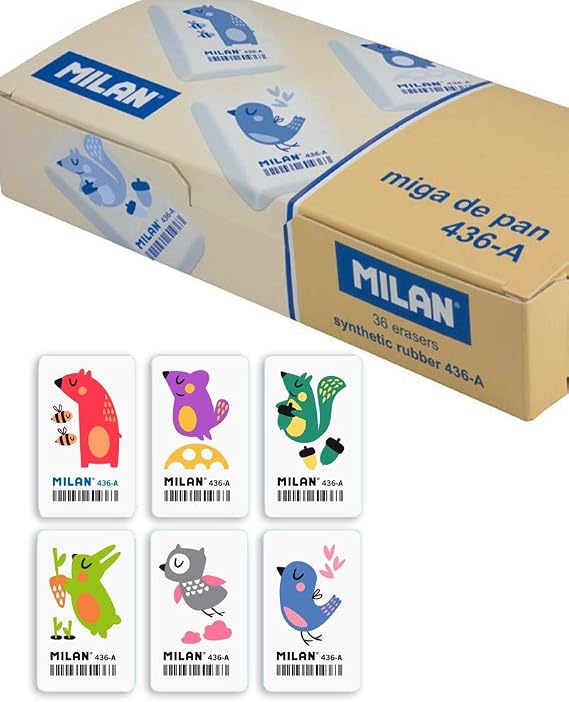 Milan Printed Rectangular Rubber Erasers