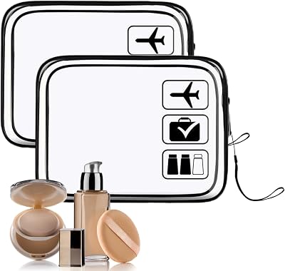 Clear Toiletry Bag, 2 Pack TSA Approved Travel Toiletry Bag Carry on Travel Accessories Bag Airport Airline Quart Size Bags Travel Makeup Cosmetic Bag for Women Men 2pcs