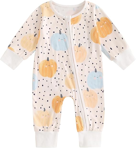 Newborn Baby Girl Clothes Fall Winter Long Sleeve Footie Romper Waffle Ruffle Zipper Jumpsuit Coming Home Outfit