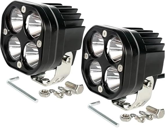 Motorcycle Projector For Motorcycle Driving Lights Fog Lamp 3 Inch Led Work Light Bar12V-30V Square Spotlight Flood Beam(2pcs white light)