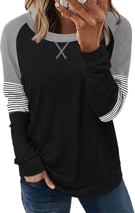 onlypuff Long Sleeve Tunic Top for Women Casual Loose Fitting Fall Fashion Clothing with Pockets