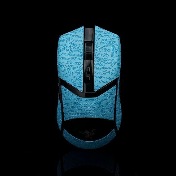 Grip Tape for Razer Cobra/Cobra Pro - Anti-Slip,Enhanced Control, Suck Sweat,Soft Leather,Full Coverage,Improves FPS Gaming Grip [Pre-Cut] CS Letter Blue