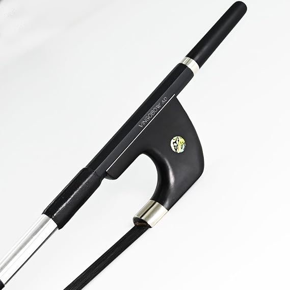 German Style Carbon Fiber Upright Double Bass Bow 1/2 Size VINGOBOW 100BGB Professional Level Parisian Eyes Ebony Frog Deep Powerful Tone Black Horse Hair Pernambuco Performance Warm Tone