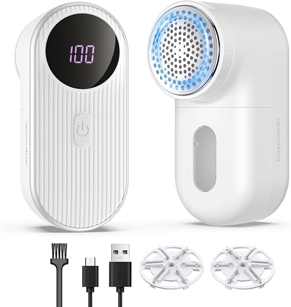 Fabric Shaver Lint Shaver, Electric Lint Remover with 3-Gears and 6-Blades, Sweater Shaver USB Rechargeable Fabric Pilling Remover for Clothes, Couch, Beddings