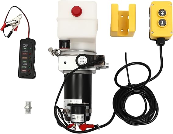 Electric Hydraulic Pump,1.58Qt Oil Capacity, 2850RPM, 1.1cc/r Flow, 18Mpa Pressure w/14.76ft Remote - for Dump Trailers, Lift Gates, Tailboards (12V 800W)