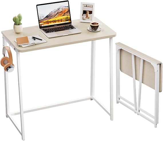 WOHOMO Folding Desk, 31.5" Foldable Computer Table for Small Spaces, Oak