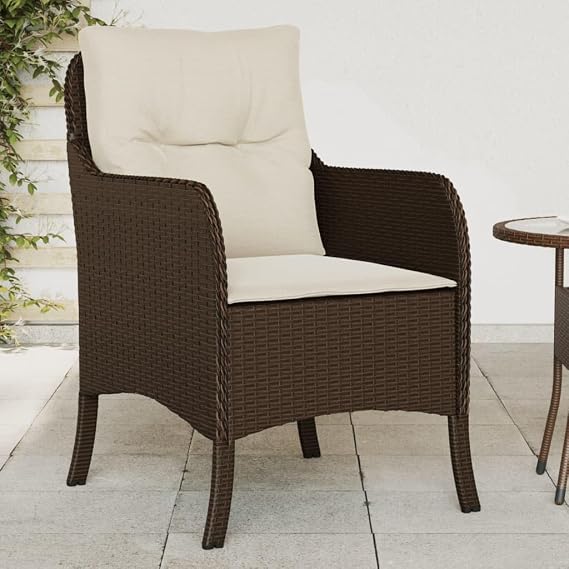 Outdoor Patio Sofa Chairs Set with Comfortable Garden Seating Brown Poly Rattan Furniture for Terrace 2pcs