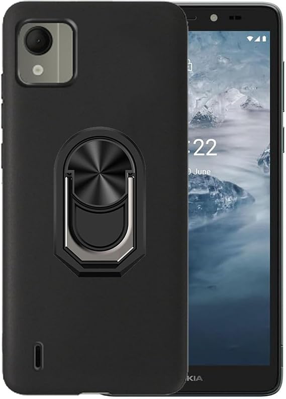 Case for Nokia C2 2E Phone Case,360 Ring Shockproof Cover Soft TPU Rubber Slim with Kickstand [Magnetic Car Mount] Phone Case for Nokia C2 2nd Edition -Black