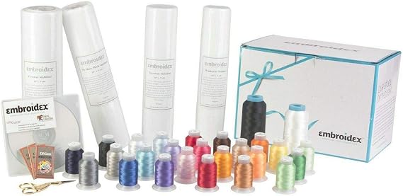 Embroidery Machine Starter Kit - Everything Needed to Do Machine Embroidery Thread, Stabilizer, Bobbin Needles Etc Plus Bonus Embroidery Designs and Instructional CD