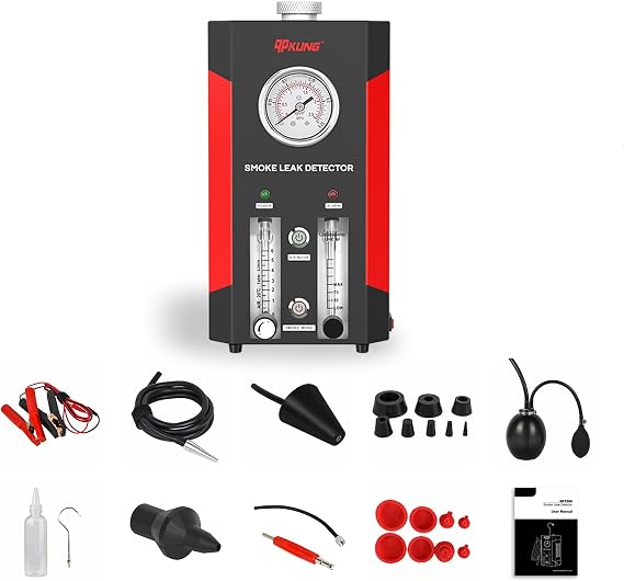 Automotive Smoke Tester,SDT206 Smoke Machine, Dual Modes Car Smoke Tester,EVAP Smoke Machine,Smoke Vacuum Leak Detector,Fuel Leak Detectors with Pressure Gauge,Adjustable Flow Meter for 12V Vehicles