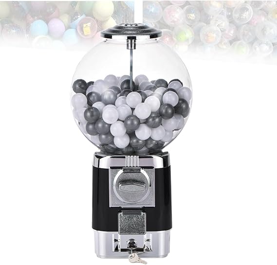 Gumball Machine, Vending Machine with Key, Classic Bubble Capsule Toys Dispenser, Automatic Capsule Vending Machine for Retail Stores Black-Emptycapsuleshell