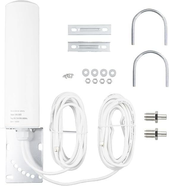4G LTE/5G Antenna 10dBi High Gain OmniDirectional Outdoor Antenna 698-2700 3300-3800MHz SMA 16.4Ft Low Loss Cable TS9 Connector for 4G LTE 5G Router CPE Modem Gateway Cellular Trail Camera