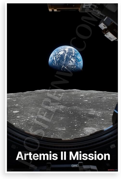 Artemis II Mission Earthrise Lunar Horizon Space 12x18 US Made Poster