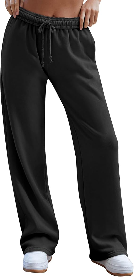 HeSaYep Women's Wide Leg Lightweight Fleece Lined Sweatpants