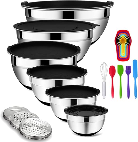 Rottay 20PCS Stainless Steel Mixing Bowls with Airtight Lids Set