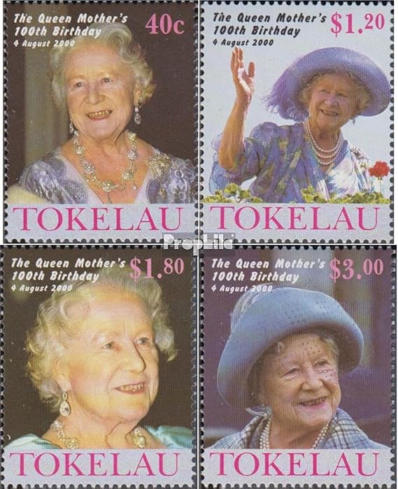 Tokelau 294-297 (Complete.Issue.) unmounted Mint/Never hinged ** MNH 2000 Queen Mother Elizabeth (Stamps for Collectors) British Royal Family (Diana, Charles, Elisabeth ..)