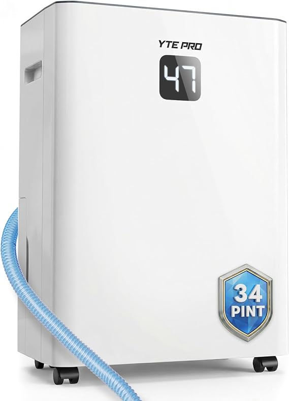 34Pint Dehumidifier for 2500Sq.Ft With 6.56Ft Drain Hose, for Basement