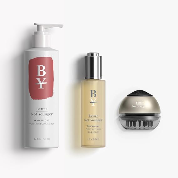Better Not Younger Wake Up Call Volumizing Conditioner + Superpower Serum & Liquid Comb Bundle Biotin Thickening Conditioner & Hair Growth Serum with Scalp Massaging Applicator for Thinning, Aging H