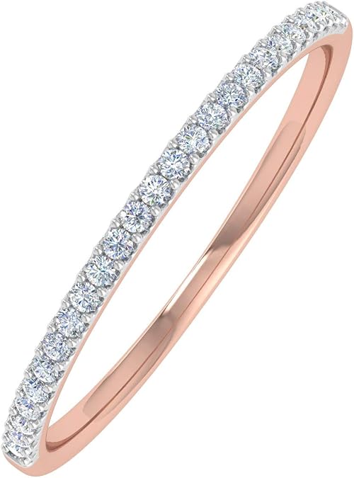 0.08 Carat 10K Gold Round Diamond Dainty Wedding Stackable Ring