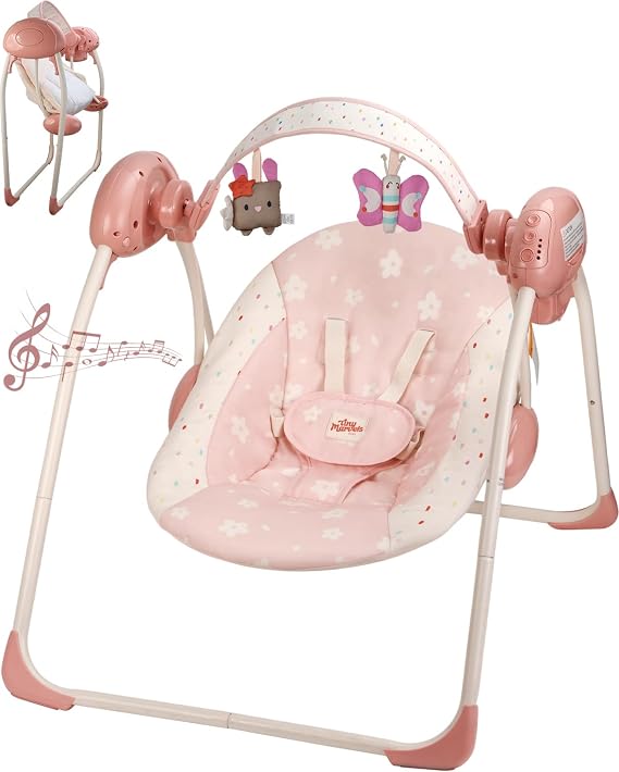 Baby Swings for Infants, Tiny Marvels Portable Swing with Music,0-9M, 20lbs