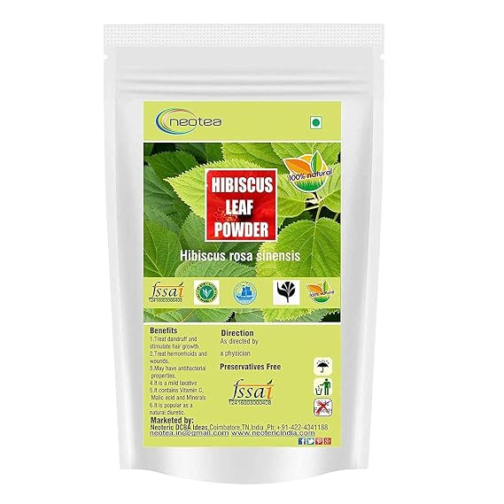 Neotea Hibiscus Leaf Powder | Sembaruthi Ilai | 500GM (17.63 OZ) Natural Hair Fall Treatment, Promotes Hair Growth, Chemical-Free Hair Wash