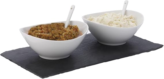 Maxwell and Williams Basics Slate 5-Piece Rectangular Dipping Set, White