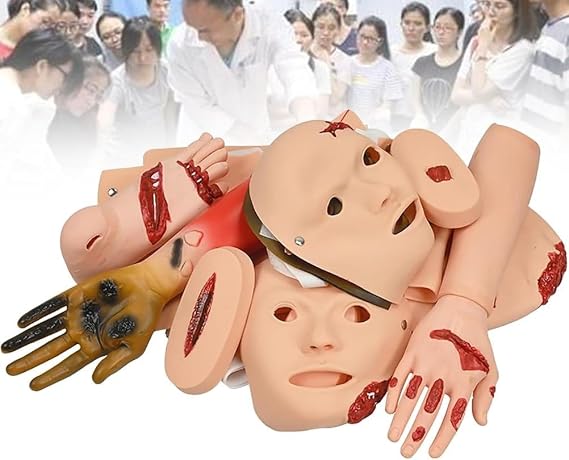 16PCS Trauma Manikin Moulage Kit Trauma Evaluation Set Burn/Wound Module for First Aid Trauma Care Training Full Body CPR Manikin