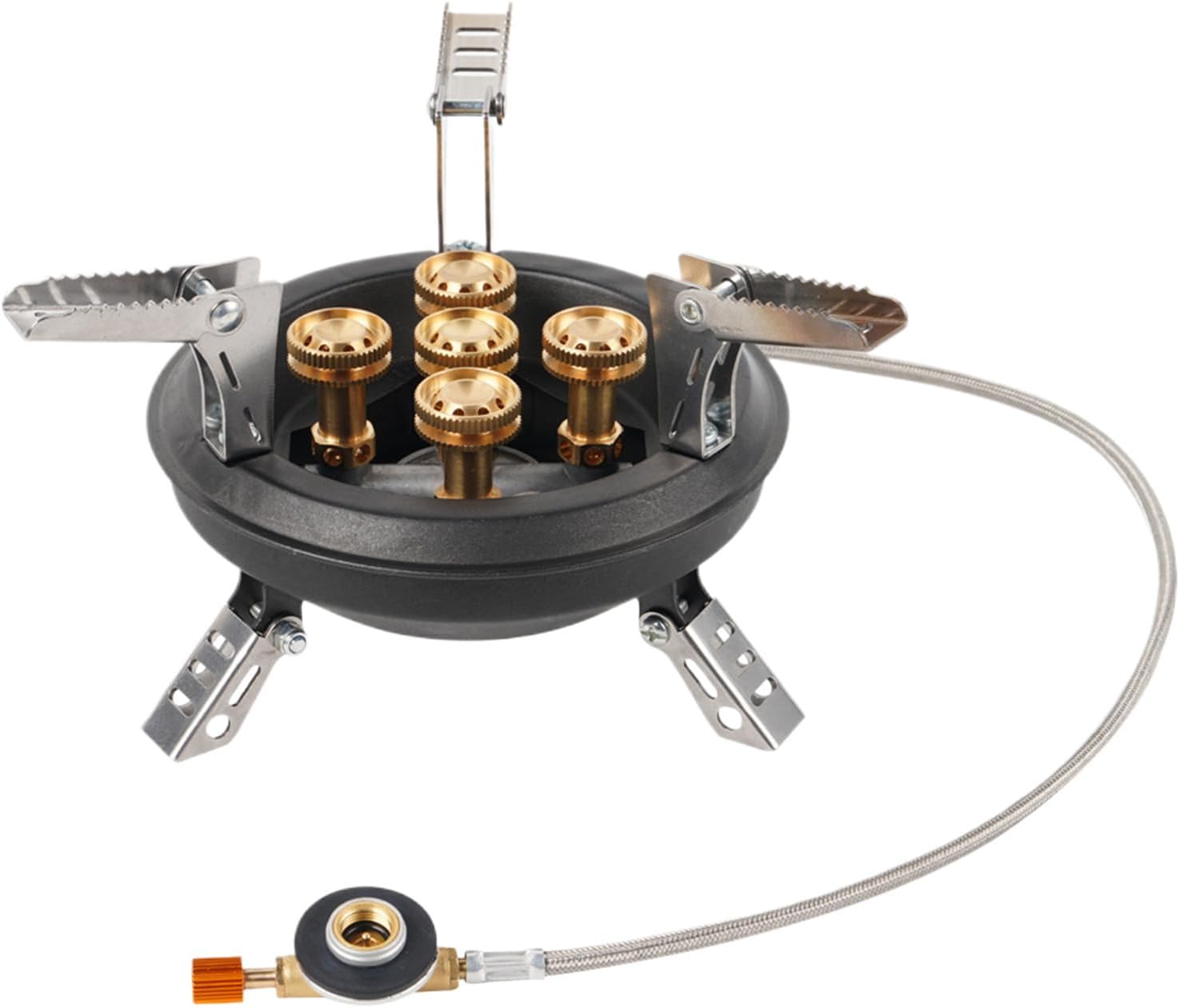 Camping Stove - 16000 W Foldable Outdoor Cooker | Compact Windproof Burner with 5 Flames for Picnic Fishing and Hiking