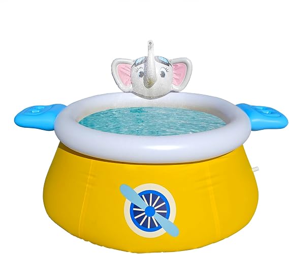 DIMAR GARDEN 6ft x 29in Inflatable Swimming Spray Pool, Outdoor Round Air Top Ring Elephant Pools