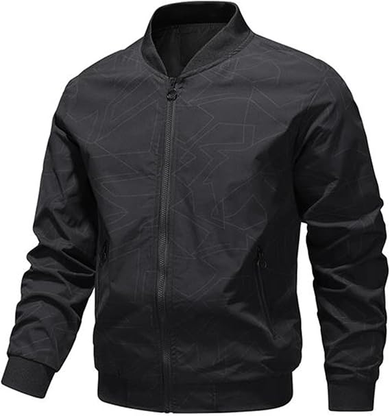 Jackets for Men Uk, 2024 Autumn Men's Casual Jacket Youth Baseball Collar Zippered Outerwear with Pockets