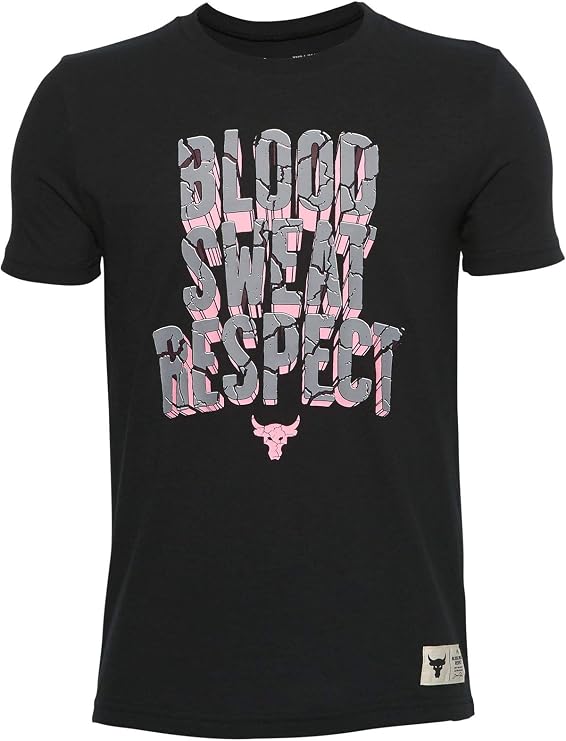 Under Armour Boys (8-20) Project Rock Blood Sweat Respect Short Sleeve Athletic T Shirt (X-Large, Black)