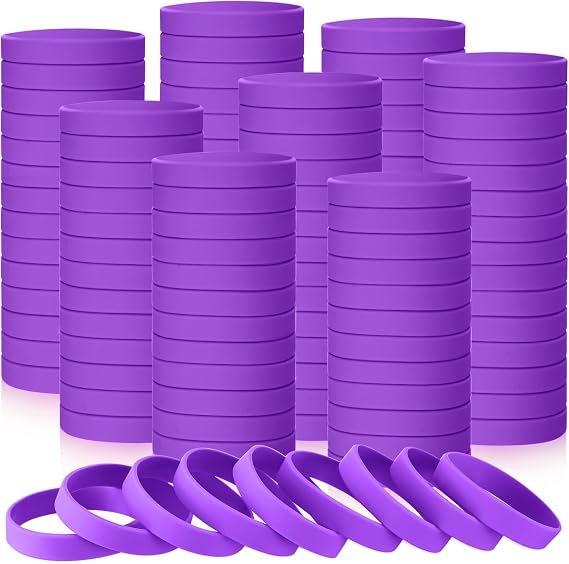 Liliful 100 Pcs Silicone Rubber Wristbands Rubber Wristband Bracelet Bands for Silicone Wristbands for Women Men(Purple)