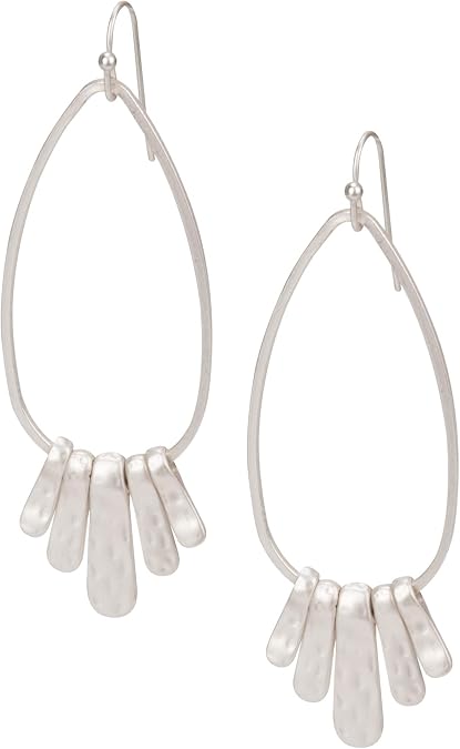Handmade Boho Hammered Teardrop Earrings Jewelry with 5 Bars for Women