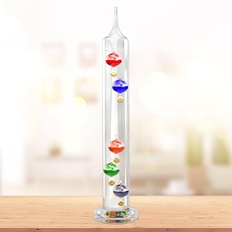 Galileo Thermometer (14" Tall) - Measures 64F to 80F, Indoor/Outdoor Home Decor