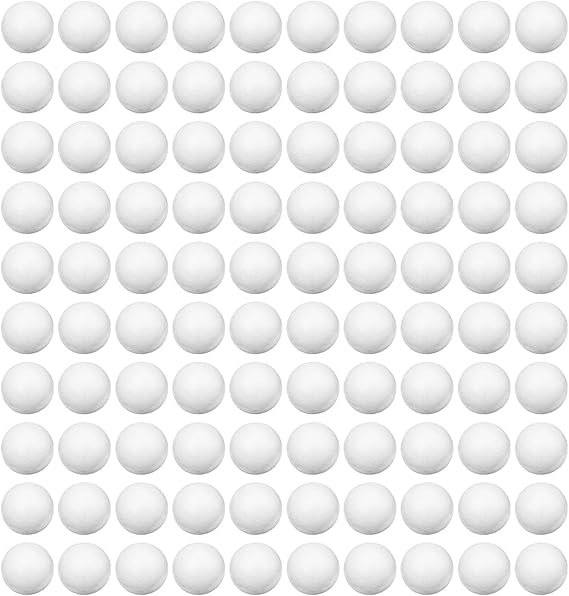 YJDOORPLAY 100 Pcs Solid Polystyrene Foam Balls 20mm 25mm 30mm White Craft Supplies for DIY Handmade Projects Floral Arrangements Cake Decorations Sweet Trees School Art Model Making Ornaments(3cm)