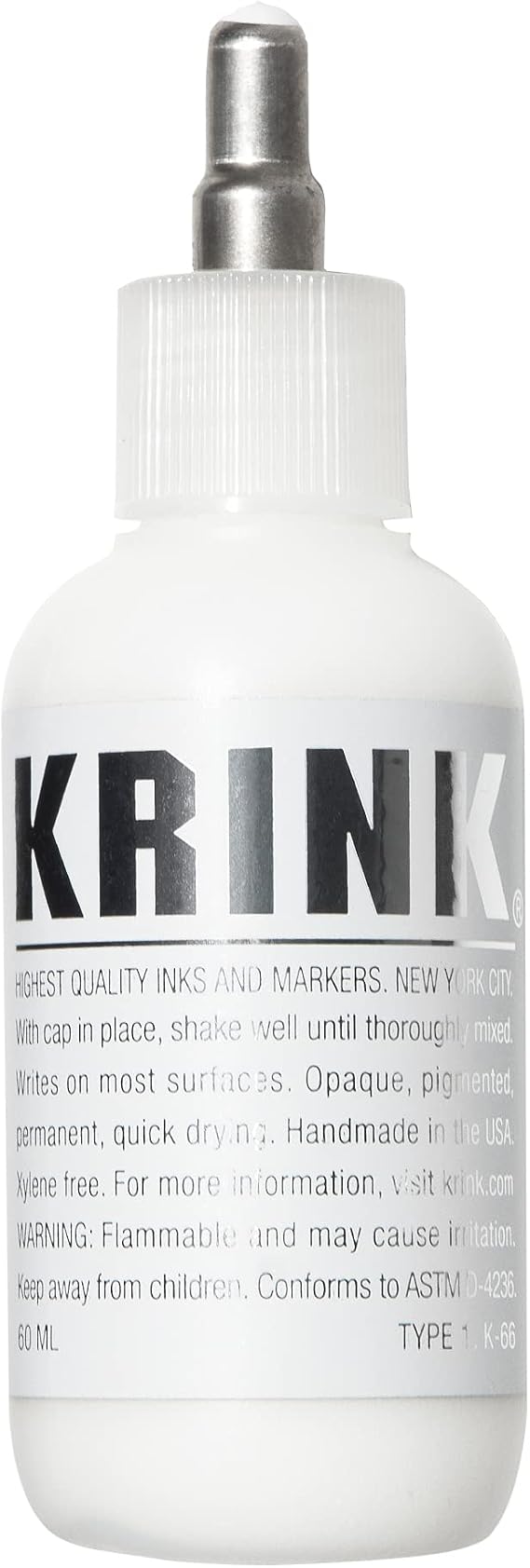 Krink K-66 White Paint Marker - Vibrant and Opaque Fine Art Graffiti Markers for Unique Marks on Metal Paper Painted Surfaces and More - Alcohol-Based Krink Permanent Paint Markers for Lasting Lines