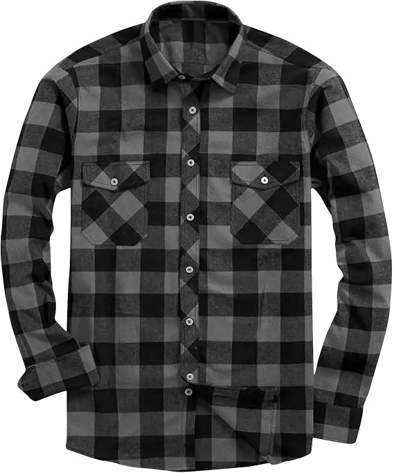 Mens Casual Long Sleeve Plaid Shirts Regular Fit Flannel Top