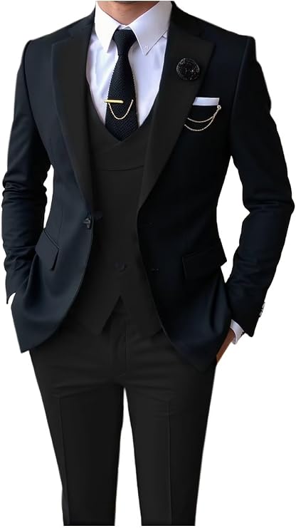 Mens Slim Fit 3 Piece Suit Wedding Tuxedo Prom Blazer Vest Pants Set Wedding
