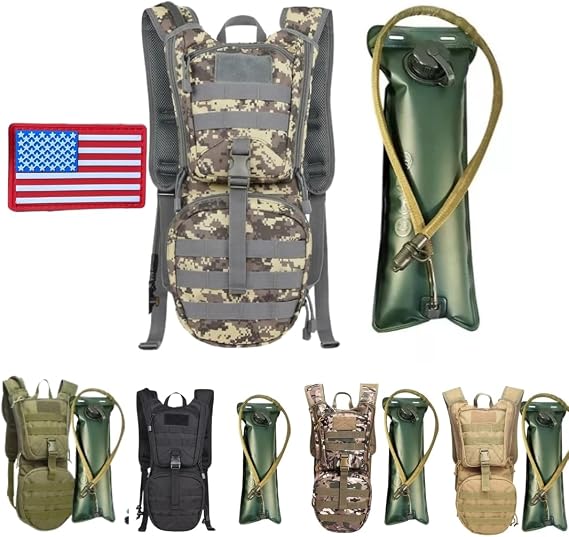 Tactical Hydration Backpack with 3L TPU Water Military Backpack Men Women for Extended Outdoor Adventures Hiking, Cycling, Running Climbing, Hunting, Biking
