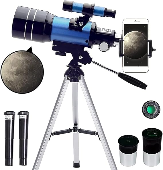 Telescope for Adults and Children 70 mm Opening (15X-150X) Portable Refractor Telescopes for Beginners 300 mm Telescope