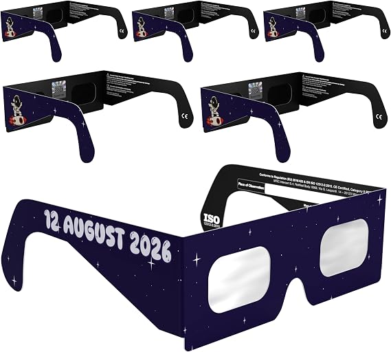 Absolute Eclipse Sonnenfinsternis Brille 2026 zum Sehen der Sonnenfinsternis - ISO 12312-2 CE Zertifiziert - 12. August 2026 - Erwachsene Kinder - EU Hersteller Anerkannt AAS - 55+ Designs